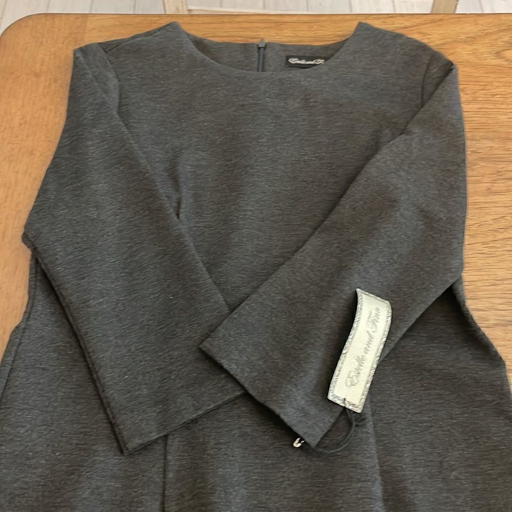 ESTELLE AND FINN CHARCOAL SHEATH DRESS. 3/4 SLEEVE. ELEGANCE PERSONIFI… - Picture 5 of 14